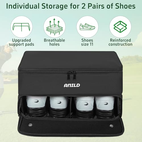 image for ANILD Golf Trunk Organizer, 2 Layer Golf Storage Case with Separate Ve