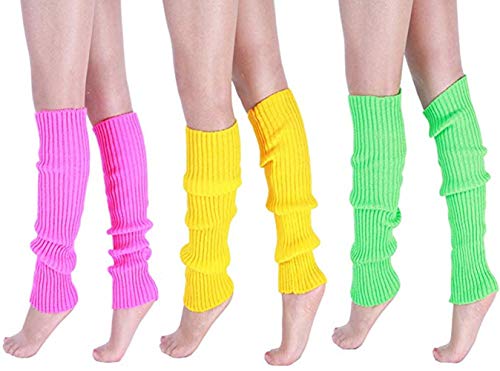 LIWEIKE Womens Short Boots Socks Crochet Knitted Boot Cuffs Leg Warmers Socks (3 Pack(rose+green+yellow))