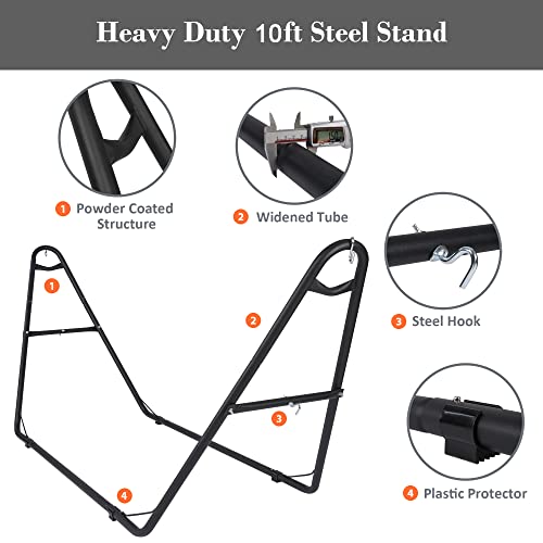 Suncreat Portable Double Hammock With Stand Included, 475 Lbs Capacity, Outdoor Heavy Duty Hammock With Large Soft Pillow, Dark Gray #TOP5