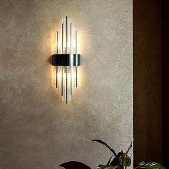 Harold Electricals Vintage Asgard Wall Light | Glass Retro Wall Lamp for Living Room, Bedroom, Lobby, Dining Area, Villa & Home Decoration - Black Frame(Bulb Included)