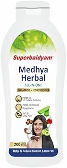 Superbaidyam Medhya Herbal All In One Shampoo+Conditioner - 200 ml | Helps to Reduce Dandruff & Hair Fall