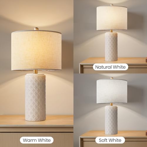 Lámpara de mesa de cerámica moderna blanca x2 23 pulgadas miniatura 4