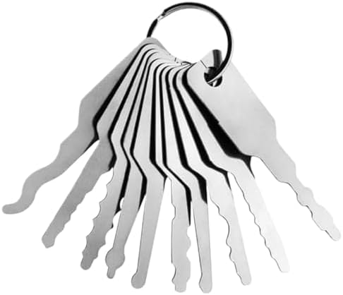 Fake Keys,10Pcs Stainless Steel Keys,Master Keys Replacement Skeleton Lock Pick Set,Multiple Shapes Lock Picking Emergency Tool for Bathroom Locks Car Locks