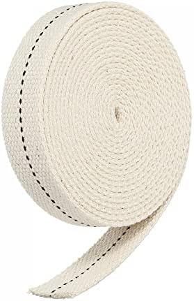 sourcing map Cotton Oil Lamp Wick 1/2 Inch Flat Wide 2 Meter/6Ft Long with Black Stitch for Oil Lantern Lighting