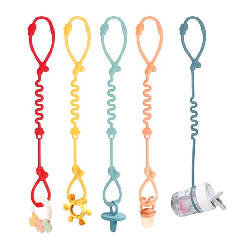Image of Toy Straps for Baby, Silicone Toy Straps for Stroller, Toy Safety Straps for Toy, Sippy Cup Straps, Adjustable Toy Holder for Stroller, High Chair - BPA Free (Multi 5pack)