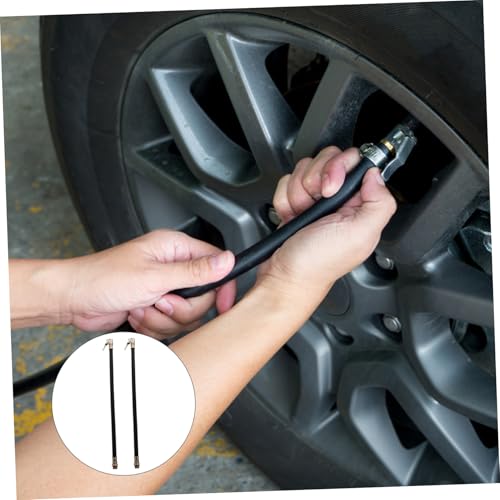 BEBEMOKO 2個 自転車 バイク用エアポンプ延長ホース 耐久性合接続部付き 空気入れ用柔軟チューブ ヤバルブ対応充気ホース