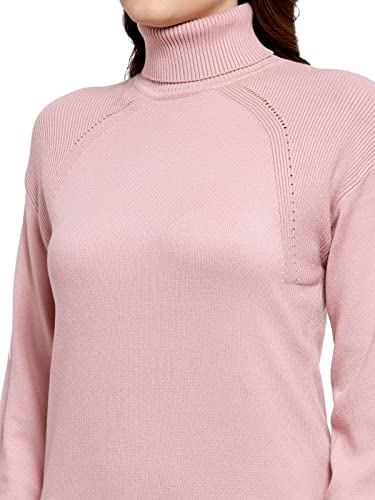 Image of Mafadeny Women Green Solid Turtle Neck Viscose Sweater