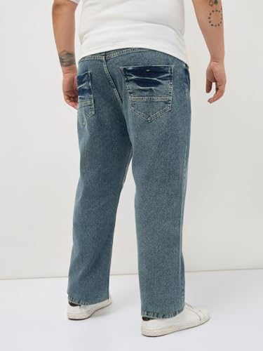 Image of Urbano Plus Men's Regular Fit Heavy Washed Denim Jeans Stretchable