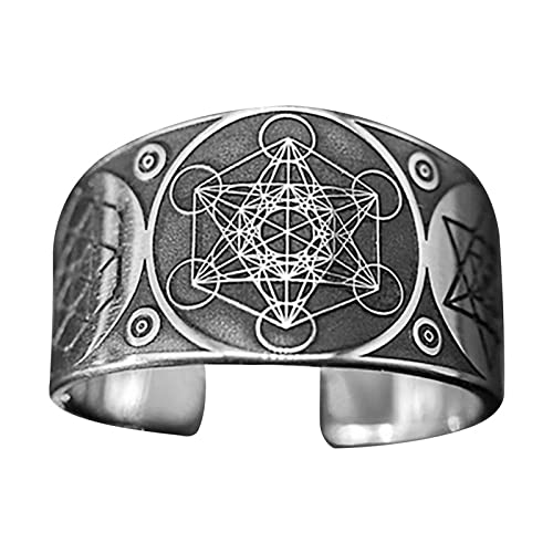 Anel ajustável Arcanjo de Metatron, Sete Arcanjos Selo Amuleto de Proteção Salomão Cabalá Masculino