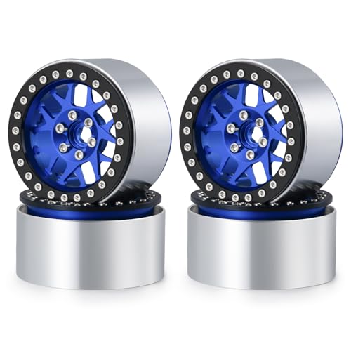 RCLIONS 4PCS Aluminum 2.2 Beadlock Wheels Rim for 1/10 Axial SCX10 II III Wraith RR10 TRX4 RC Rock Crawler Car Upgrade Parts
