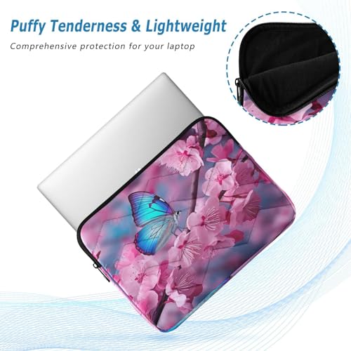 Funda para laptop 13-14 pulgadas azul con flores rosas miniatura 5