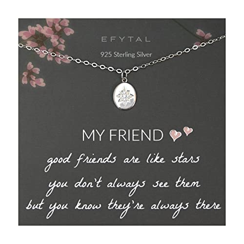 EFYTAL Friendship Necklace, 925 Sterling Silver BFF Necklace, Friendship Jewelry for Women, Best Friend Necklaces