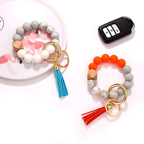 Phalin Silicone Keychain Bracelet For Women (Orange+Blue+Purple+Grey) #TOP4