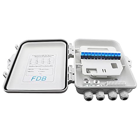 PNGKNYOCN 12 Core FTTH Fiber Distribution Box, 12 Port Fiber Distribution Box Splitter Box, Suitable for Indoor or Outdoor Use Cover