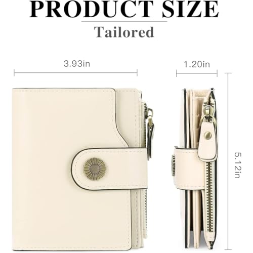 Premium RFID Blocking Trifold Wallet for Women in Genuine Leather with Clear ID Window and Secure Card Organization (White)3