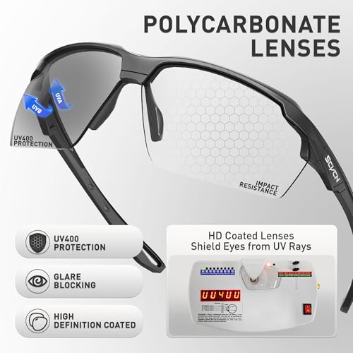 SCVCN Fotocromáticas Gafas de Ciclismo Deportivas Hombre y Mujer UV 400 Running MTB Bicicleta Correr Voleibol Tenis Conducir Pesca Softbol Deportes al Aire Libre 01 - imagen 6