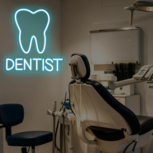 Image of Tooth Dentist Neon Sign Dential Clinic Hospital Open LED Light