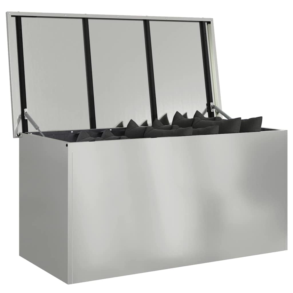vidaXL Outdoor Storage Box Silver 100 x 50.5 x 50 cm Steel, Outdoor Storage Box, Rectangular Garden Cabinet, Weatherproof Furniture, Industrial Steel Patio Organizer, Durable Solution