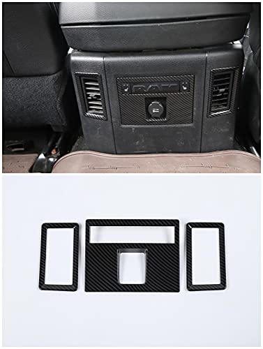 FMtoppeak Interior Accessories Car Rear Row Air Outlet Trim Cover Compatible with Dodge RAM 2015 UP (Carbon Fiber)