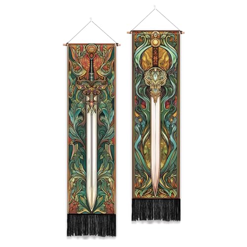 Tapisserie verticale esthétique en tissu rétro de qualité supérieure pour décoration murale
