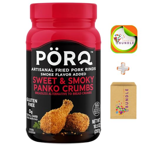 PORQ Sweet & Smoky Pork Rind Panko Crumbs, Gluten-Free, Keto