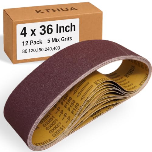 KTHUA 4x36 Sanding Belts 12 Pack Aluminum Oxide 80400 Grit