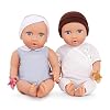 LullaBaby 14-inch Realistic Baby Twin Dolls Fair Skin Tones & Blue Eyes Soft Bodies & Removable Outfits Hat, Headband & Pacifier Accessories Toys for Kids Ages 2& Up