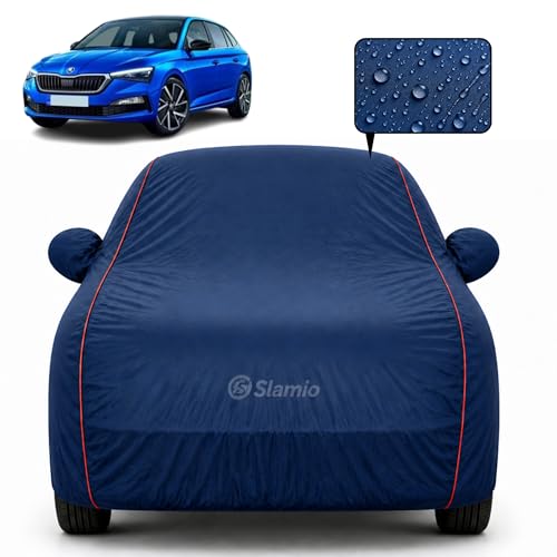 Image of Car Cover for Skoda Octavia 2013-2020 | 100% Waterproof Heavy-Duty 3-Layer Car Body Cover | All-Weather Rain, UV, Sun & Dust Protection | Custom Fit | Mirror & Antenna Pockets | Navy Blue