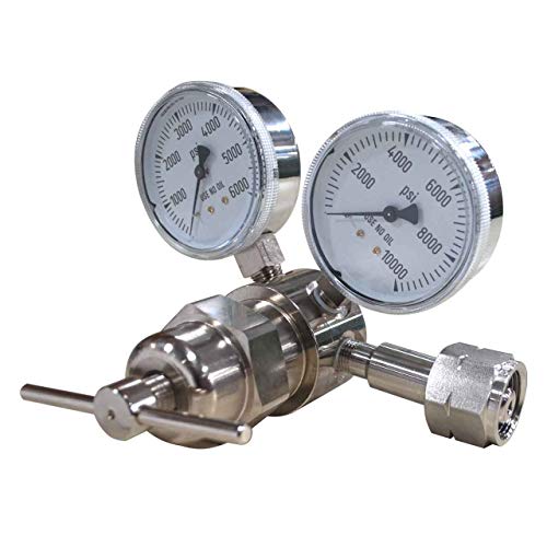 Miller Smith 827-00-27 Silverline High Pressure Analytical Brass Single Stage Regulators, 6000 PSI