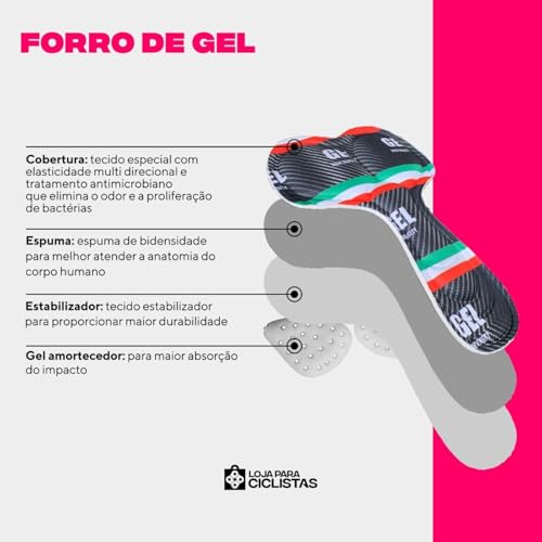 Macaquinho de Ciclismo Feminino Proteção UV Acolchoado Espuma Mix de Listras Rosa Mulher (Mix de Lis
