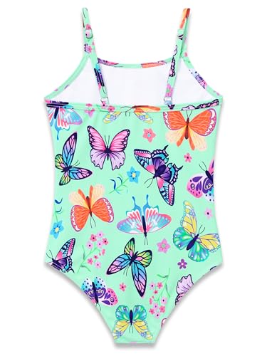 Image of Dvenki Toddler Girls One Piece Swimsuit Adjustable Straps Sizes 2T-10 | quick-dry swim fabric, skin-friendly, ruffle neckline, leopard, check, mermaid prints, swimwear for beach, pool, summer party