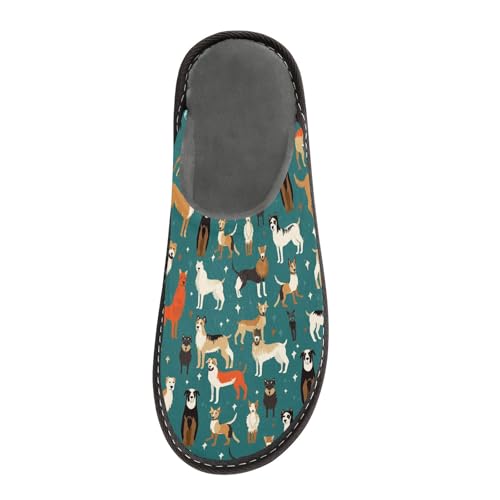 Colorful Cute Dog Fuzzy Slippers Soft Home Bedroom Slippers for Women Men House Shoes3
