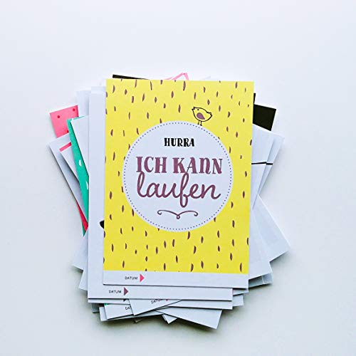 40 Baby Meilenstein-Karten für das 1. Lebensjahr für Mädchen und Junge. Baby Milestone Cards deutsch, zur Erinnerung der Entwicklung der ersten ... ... Geburt, Schwangerschaft, Taufe oder Baby Show