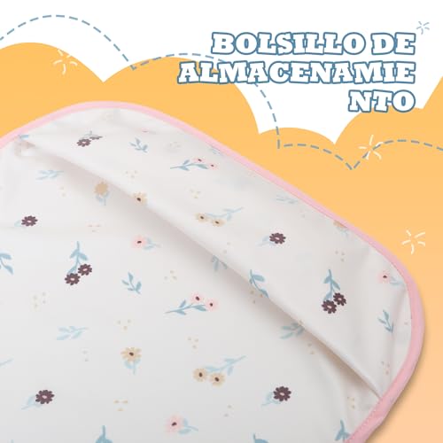 Miniatura 5 de Little Dimsum 2pcs Baberos Bebe Impermeables,Babero Con Mangas Impermeable,Babero De Manga Larga Con Escote Ajustable Para Bebes Unisex 0-3 Años Flores