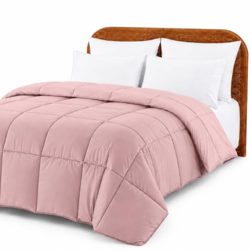 Image of Modern Threads Comforter Duvet Insert, Reversible Quilted Down Alternative Comforter with Corner Tabs, All Season Bedding, King, Blush
