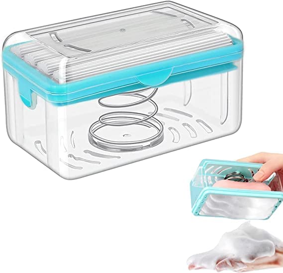 EMALL 2 in 1 Portable Laundry Rolling Soap Box Soap Bar Box Dispenser with Rubber Roller Foaming