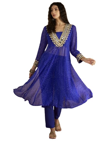 Varanga Women Graceful Beige Kurta Set Featuring Gota Patti Detailing, Paired With Solid Trousers And Dupatta - Review, Price and Buying Guide