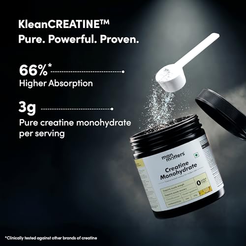 Image of Man Matters Pure Micronised Creatine Monohydrate 125g (32 Servings), Lime Flavor | Enhances Strength, Muscle Mass & Athletic Performance | Muscle Recovery & Rapid Absorption | 100% Pure Creatine