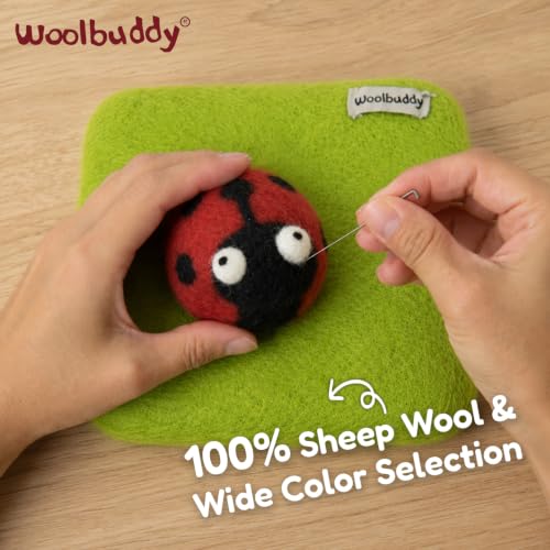 Image of Woolbuddy Needle Felting Mat 6 x 6 x 1.5 Inch (Lime), Pure Wool Felt Pad