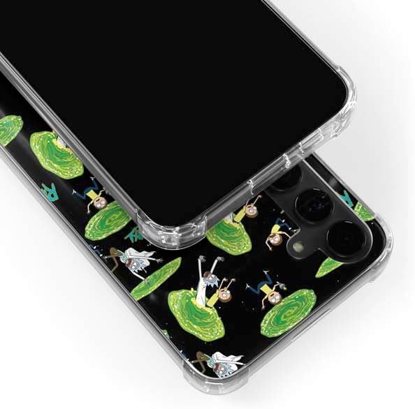 Skinit Clear Phone Case Compatible with Galaxy S24 Plus - Officially Licensed Adult Swim Rick and Morty Portal Pattern Design