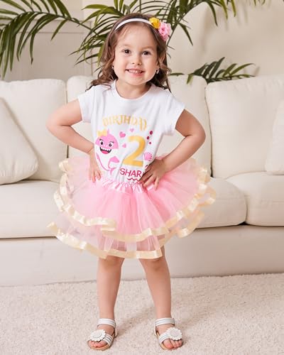 Luke and Lulu Birthday Outfit Girl Shark Design - 2nd Birthday Girl