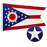 WINBEE Ohio State Flag 3x5 Ft - Embroidered Stars and Sewn Stripes, Long Lasting Nylon Perfect for O