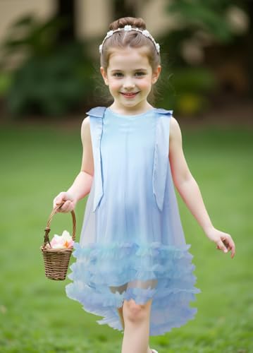 ROYLAMP Girls' Princess Tulle Dress Tiered Ruffles Summer Clothes Fluffy Spaghetti Straps Tutu Dress4