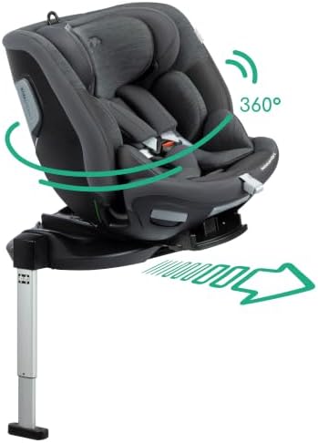 Bebeconfort RevolveFix Max 360 i-Size mit SLIDETECH®, Element Graphite | 0 - 12 Jahre (40–150 cm), Kindersitz 360 ISOFIX & SLIDETECH, mit Stützfuß, 10 Ruhepositionen, 14 Kopfstütze