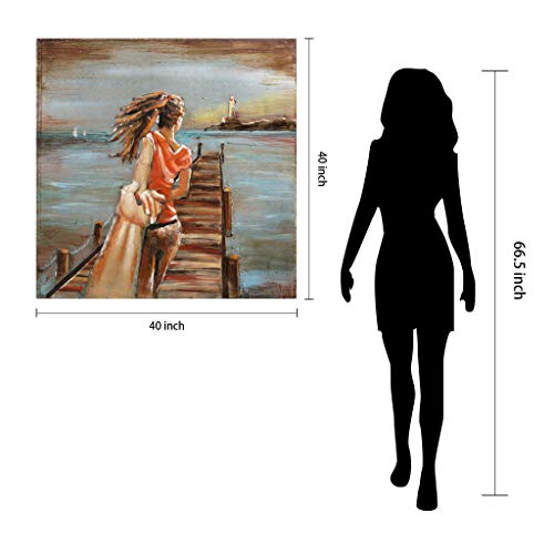 Empire Art Direct Romantic Girl Metal, Hand Painted Primo Mixed Media Iron Sculpture, Decor,Ready To Hang,Living Room, Bedroom ＆ Office 3D Wall Art, 40 In. X 3.1 In. X 40 In, Multicolor #TOP7