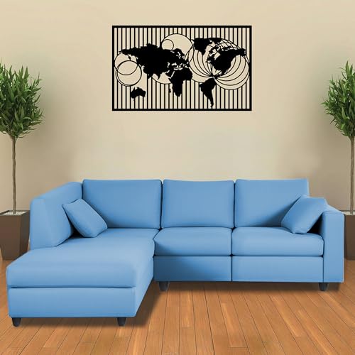 Image of Florian LHS 4 Seater L Shape Sofa Set for Living Room (Turquise Fabric) Premium Fabric Sofa