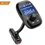 【Gran Pantalla LCD de1.44 Pulgadas】Puede mostrar el voltaje del automóvil cuando esté enchufado en el encendedor del automóvil para que pueda usted saber el estado de la batería de su automóvil. Puede mostrar número de llamada, estado de batería, volumen, frecuencia de FM y título de canción. Gira la pantalla LCD a través del cuello de cisne para una comodidad de visualización óptima.