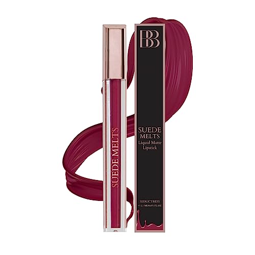 Image of Bergamot Beaute Matte Liquid Lipstick Suede Melts Non Transfer, Waterproof, Kiss Proof Long Lasting Upto 8 + Hours For Women 2.1ml (Seductress)