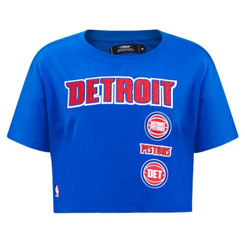 Pro Standard Womens NBA Detroit Pistons Retro Classics Short Sleeve Boxy Tee Royal Blue L