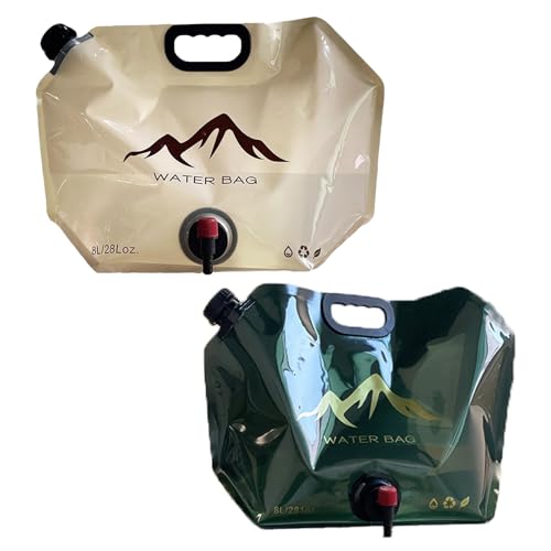 HEVIBK 2 Piezas 8L Bolsa de Agua Plegable,Depósito de Agua Grande de 8 L para Camping y Senderismo, Botellas de Agua f